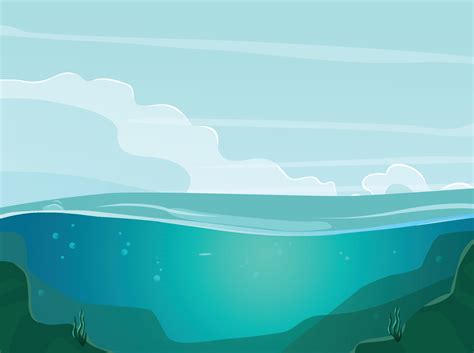 Drawing Of The Sea Sky And Clouds Deep Sea 21846970 Vector Art At