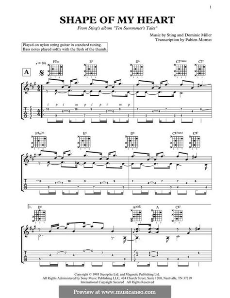 Shape Of My Heart By Sting D Miller Sheet Music On Musicaneo