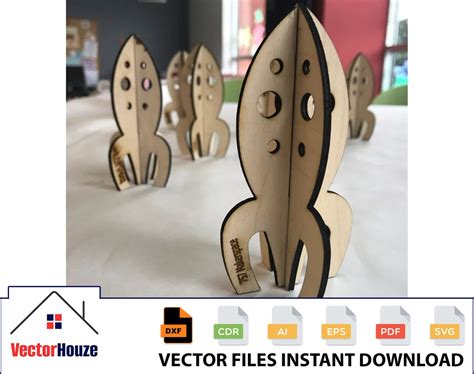 Rocket Rocket Ship 3mm Cdr Dxf Svg Ai Eps Pdf Laser Cut Glowforge