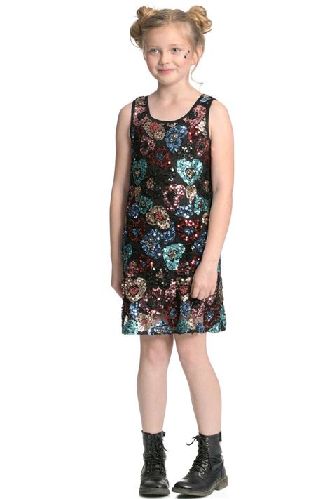 Hannah Banana Girls Sleeveless Heart Sequin Party Dress Myhannahbanana