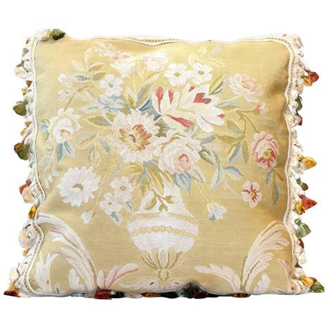 Pair Of Vintage Silk Wool Aubusson Cushion Covers Handmade Floral Pillows Cases At 1stdibs