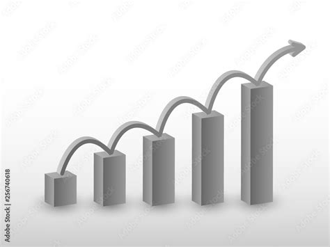 Sales growth trend using bar chart for successful company vector ...