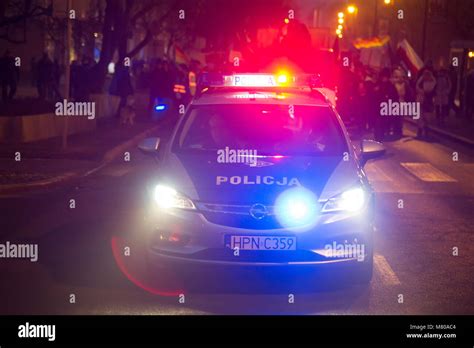 Polish traffic police car in Gdansk, Poland March 8th 2018 © Wojciech ...