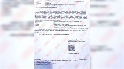 Beredar Surat Palsu Dari Kpknl Metro Terkait Validasi Bmn Kirka Co