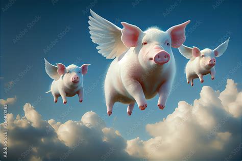 When Pigs Fly Flying Piggies Pigs Flying In Clouds Pigs In The Sky