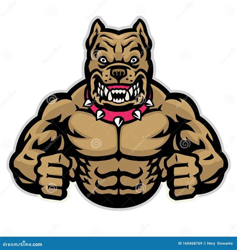 Angry Muscle Bodybuilder Bull Of Gym Logo Cartoon Vector