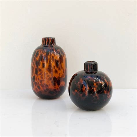 Tortoise Shell Glass Vase Tortoise Shell Decor Vase Tortoise Shell