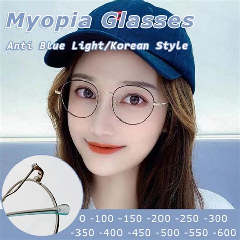 Finished Korean Style Myopia Glasses For Women Men Anti Blue Light