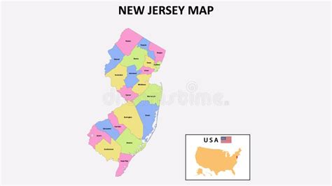 New Jersey Map Political Map Of New Jersey With Boundaries In White