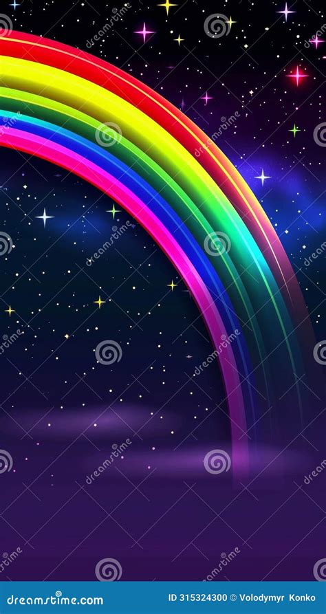 Rainbow in the Night Sky with Stars Stock Photo - Image of nighttime ...