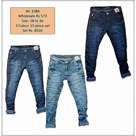 Buy 3 Colour Wholesale Men Denim Stretch Wrinkle Jeans Wholesale Rs