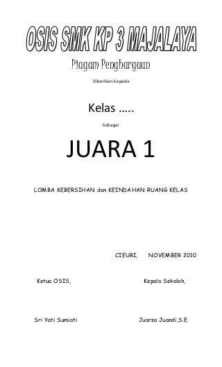 Detail Piagam Juara Lomba Kebersihan Kelas Koleksi Nomer 35