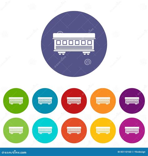 Passenger Train Car Set Icons Stock Vector Illustration Of Drawing