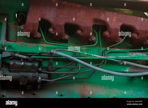 John Deere Tire Of Tractor On Field Agricultural Tractor Wheel Closeup