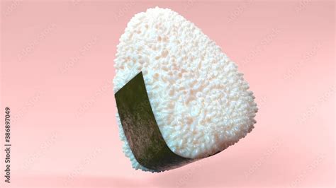 Onigiri Rice Ball Wrapped In Nori Seaweed On Pink Background Loop Able