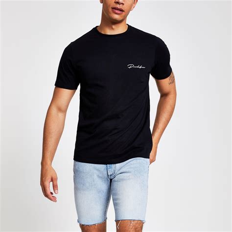 River Island Cotton Prolific Back Print Slim Fit T Shirt In Black For