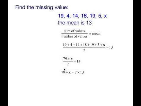 Find The Missing Value Given The Mean Worksheet