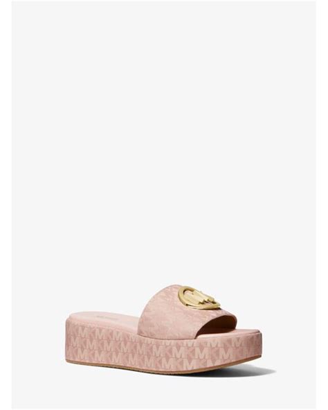 Michael Kors Sadler Logo Jacquard Wedge Sandal in Pink | Lyst Australia