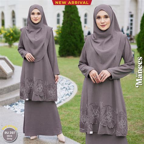 Kurung Riau Manees Baju Kurung Riau Kembang Lace Ironless Plussize