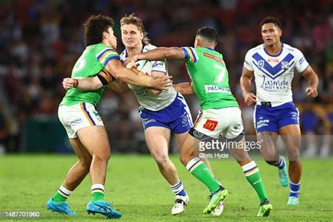 Jacob Preston Of The Bulldogs Is Tackled During The Round 10 Nrl