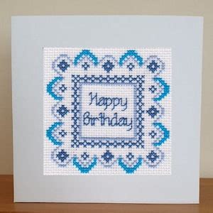 Birthday Card Cross Stitch Kit Etsy Uk