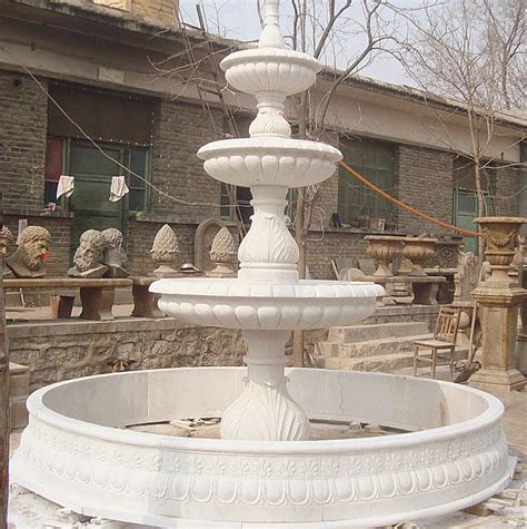 Outdoor Garden Stone Water Fountain White Marble Tiers Water