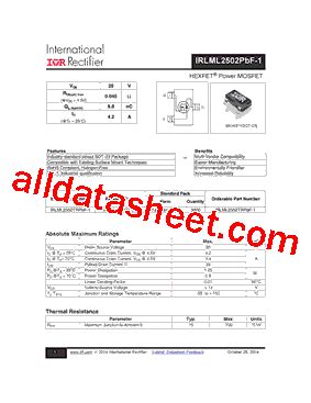 Irlml Pbf Datasheet Pdf International Rectifier