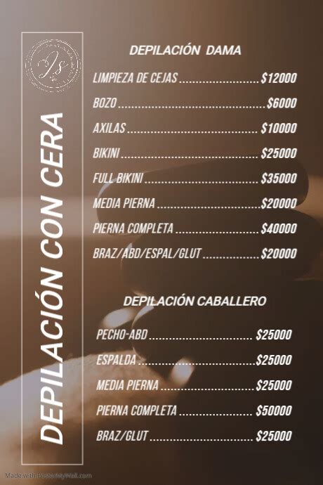 Copy Of Spa Massage Salon Price List Postermywall