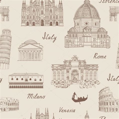 Italy famous landmarks seamless pattern Stock Vector Image by ...