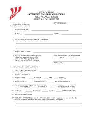 Fillable Online Information Disclosure Request Form Fax Email Print