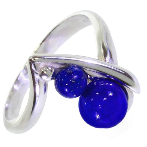 Bague Ll En Lapis Lazuli V Ritable Bijoux En Argent Rhodi Pour