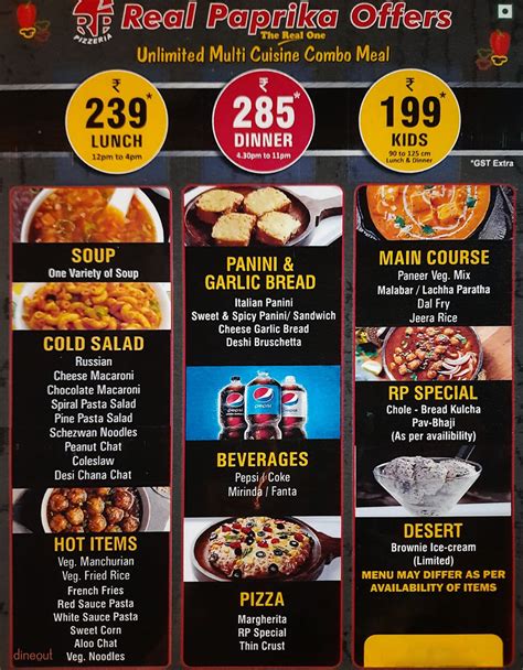 Menu Of Real Paprika Sudama Nagar Indore Dineout