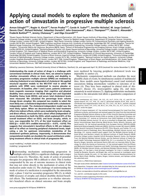 (PDF) Applying causal models to explore the mechanism of action of ...