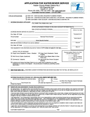 Application For Water Sewer Service Fill And Sign Printable Template