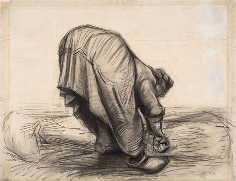 Van Gogh Peasant Woman Binding Wheat Sheaves Drawing Flickr