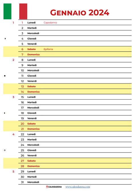 Calendario Gennaio Da Stampare