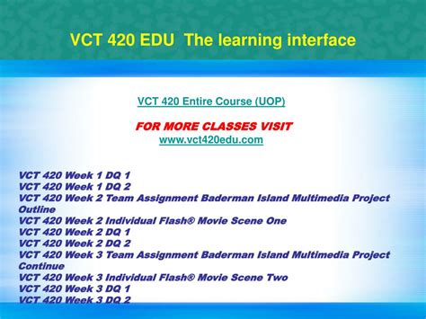 Ppt Vct Edu The Learning Interface Vct Edudotcom Powerpoint