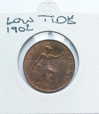 Edward Vii Half Penny Coin Low Tide Variety Uncirculated Ebay