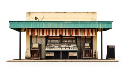 Premium Photo Tiny Scale Record Store Diorama On White Background