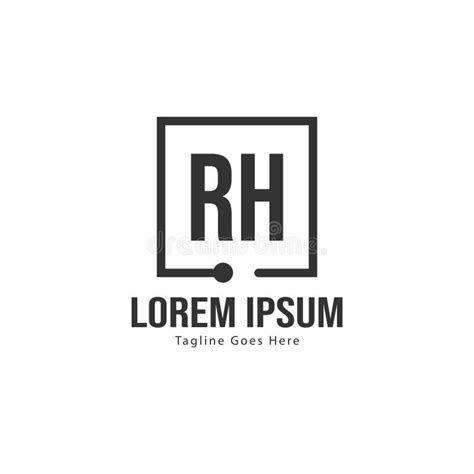 Initial RH Logo Template With Modern Frame Minimalist RH Letter Logo