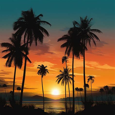 Premium Photo Tropical Silhouettes Palm Trees In Twilight