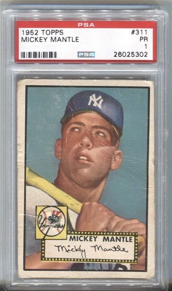 Lot Detail 1952 Topps Mickey Mantle 311 PSA 1 Fantastic Centering