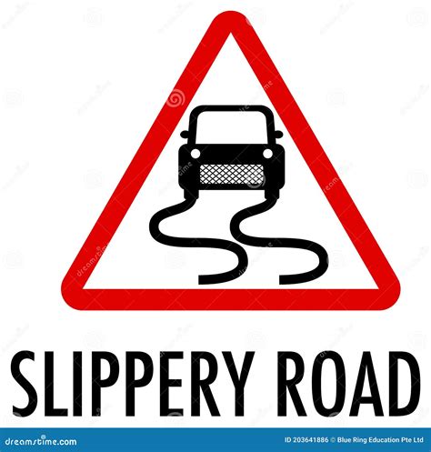 Slippery Pavement Sign Icon Of Types Color Black And White Outline