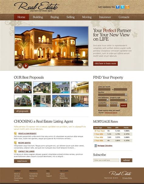 Real Estate Agent Website Template Web Design Templates Website