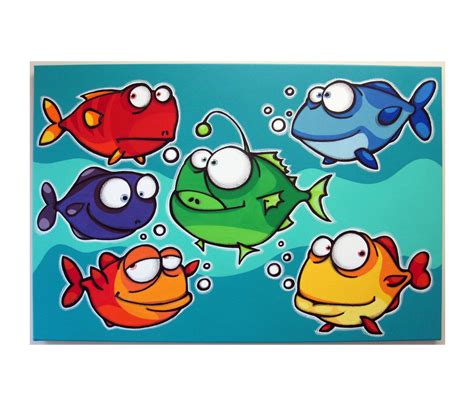 A Bunch Of Fishes X Original Acrylic Painting On Canvas Fish Art