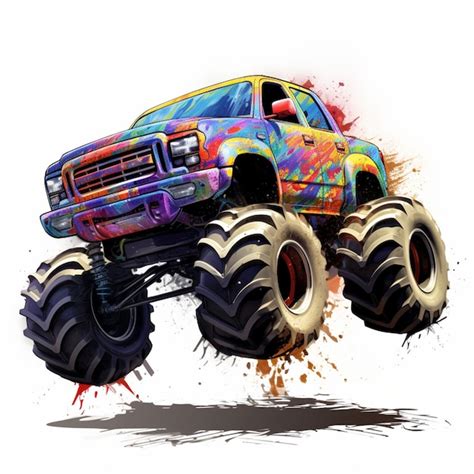 Premium Photo Brightly Colored Monster Truck With Large Tires And A