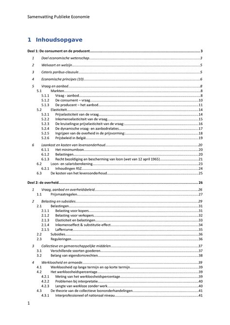 Samenvatting Publieke Economie Inhoudsopgave Deel De Consument