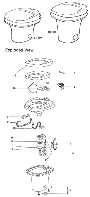 Thetford Aqua Magic Iv Toilet Flush Lever Assembly 24629 RV Parts