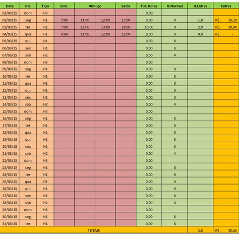 Planilha De Horas Extras Banco De Horas Em Excel Planilhas Prontas