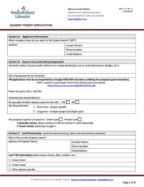 Fillable Online Quarry Permit Application Fax Email Print Pdffiller